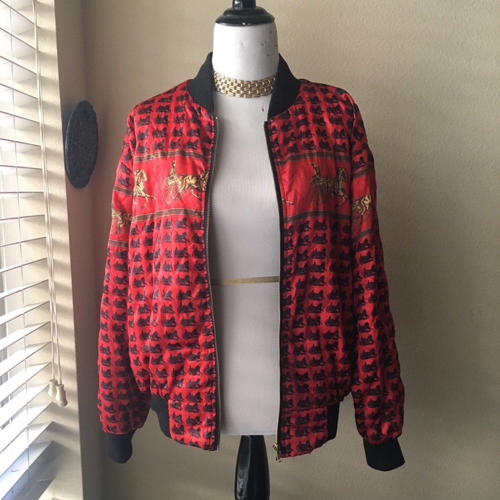 Red and gold bicycle bomber jacket